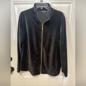 Susan Graver Black Velour Jacket with Gold Zipper NWOT